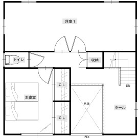 綿半林業 【2050万円/37坪/和風】家族や仲間が集う和風旅館みたいなひのきの家の間取り図（3LDK）2階