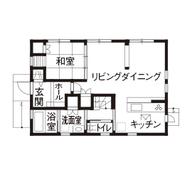 アーキホームライフ ［京都・2000万円台・30坪以上・駐車場有］自然素材をふんだんに使った、ナチュラルテイストの家（間取り）の間取り図（5K以上）1階