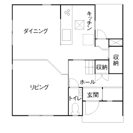 アーキホームライフ ［京都・2000万円台・30坪以下・駐車場有］スキップフロアの広々リビングをローコストで実現（間取り有）の間取り図（3LDK）１階