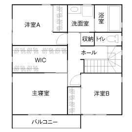アーキホームライフ ［京都・2000万円台・30坪以下・駐車場有］スキップフロアの広々リビングをローコストで実現（間取り有）の間取り図（3LDK）2階