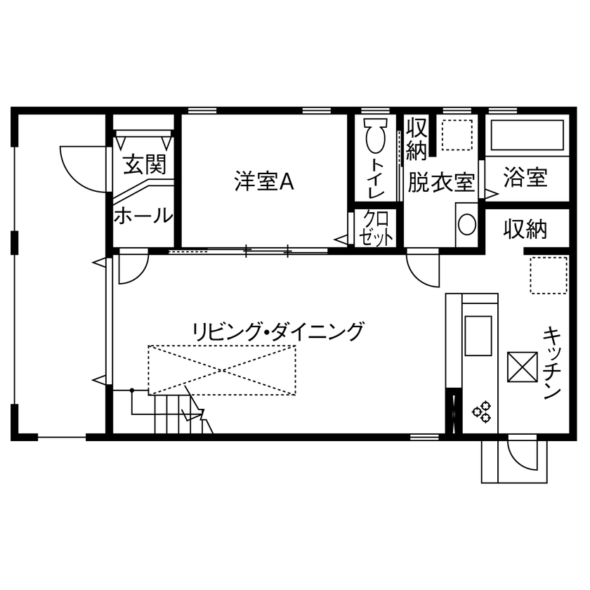 アーキホームライフ ［京都・2000万円台・アメカジ・駐車場有］屋上グランピングでBBQが楽しめる高台の家（間取り有）の間取り図（5K以上）1階