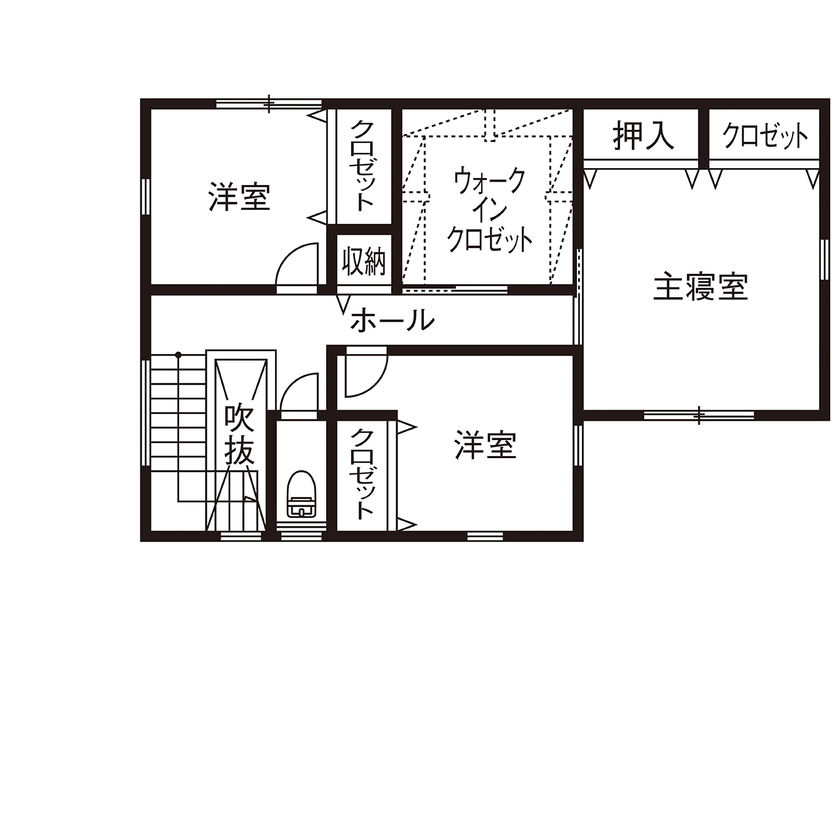 アーキホームライフ ［京都・1000万円台］ネイビーブルーの外壁とアルダーの無垢材がおしゃれなナチュラルな家（間取り有）の間取り図（4LDK）２階