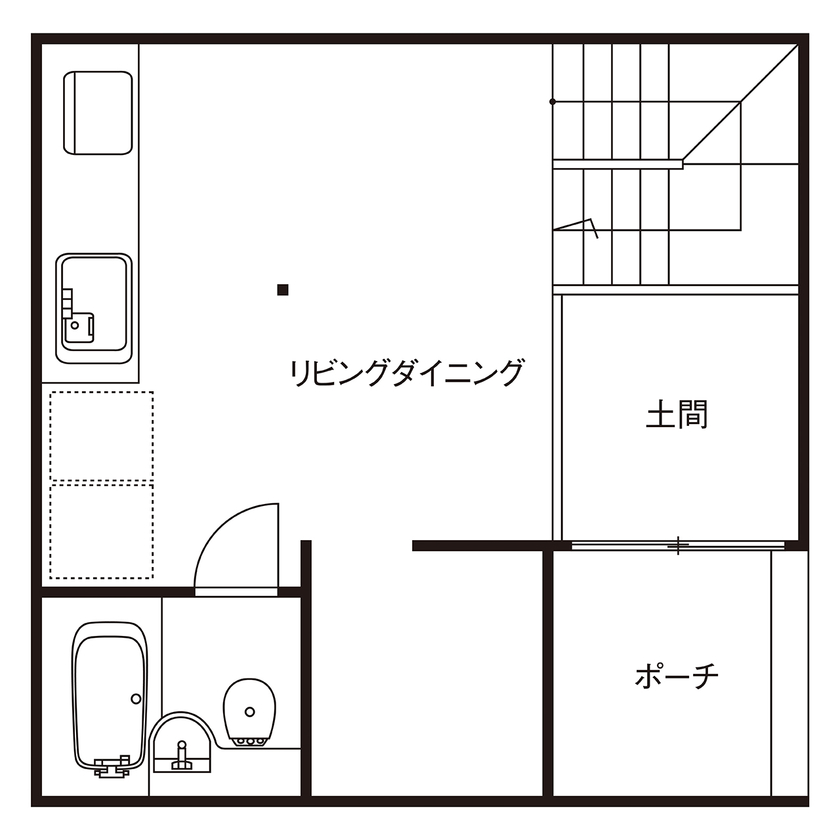 アーキホームライフ 【京都・グッドデザイン賞受賞】変化に対応できる小回りがきく家、Ａセグメントハウス（間取り有）の間取り図（2LDK）１階