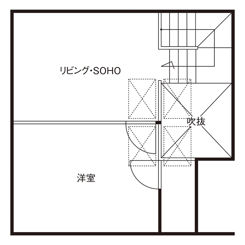 アーキホームライフ 【京都・グッドデザイン賞受賞】変化に対応できる小回りがきく家、Ａセグメントハウス（間取り有）の間取り図（2LDK）２階