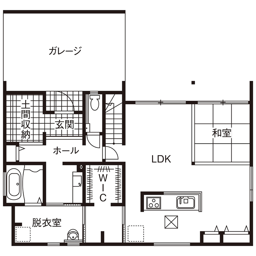 アーキホームライフ 【京都・2000万円台・車庫付き】金属サイディング×木目のスタイリッシュなガレージハウス（間取り有）の間取り図（3LDK）１階