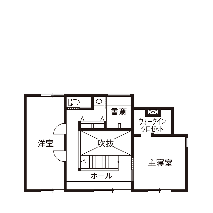 アーキホームライフ 【土間/鉄骨階段/ビルトインガレージ】人が集まりやすいシンプルな家。テレワークも景色を眺めながら快適にの間取り図（4LDK）２階