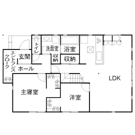 アーキホームライフ ［大阪・1000万円台・30坪以下・駐車場有］1000万円台で大阪でのびのび暮らせる平屋が建てれる（間取り有）の間取り図（2LDK）1階