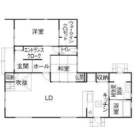 アーキホームライフ ［大阪・3000万円～・駐車場有］自由設計で3000万円台で建つ二世帯住宅の実例（間取り有）の間取り図（6LLDK）1階