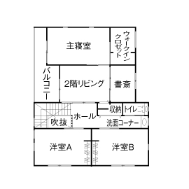 アーキホームライフ ［大阪・3000万円～・駐車場有］自由設計で3000万円台で建つ二世帯住宅の実例（間取り有）の間取り図（6LLDK）2階