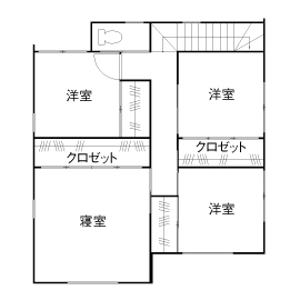 アーキホームライフ ［2000万円台・駐車場有］2000万円台で無垢材を使ったモノトーンのオシャレな実例（間取り有）の間取り図（5LDK）２階