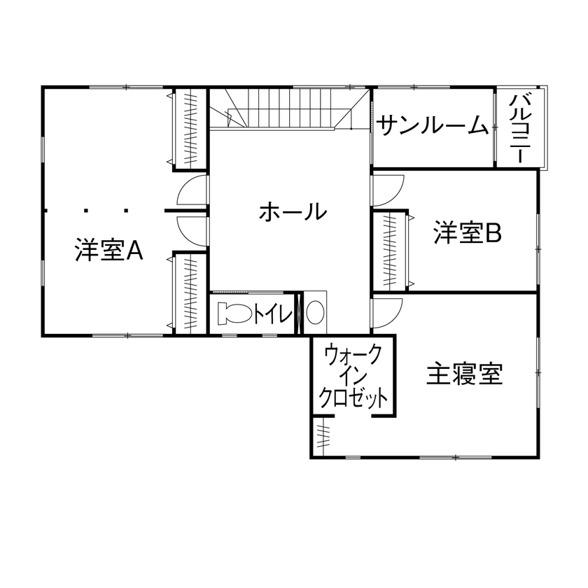 アーキホームライフ ［大阪・2000万円台・駐車場有］木目の外観に片流れの屋根がかっこいい2000万円台の二世帯住宅（間取り有）の間取り図（5LDK）2階