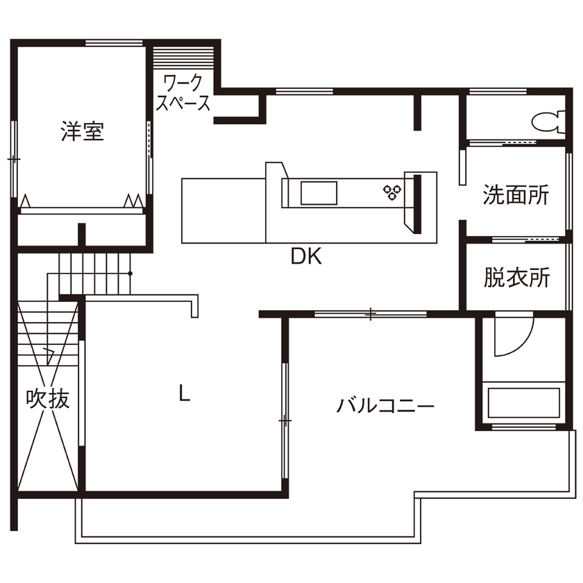 アーキホームライフ 【インナーガレージ・間接照明・パッシブ】光たっぷりの2階LDK。ホテルライクな空間でおしゃれに暮らすの間取り図（4LDK）２階