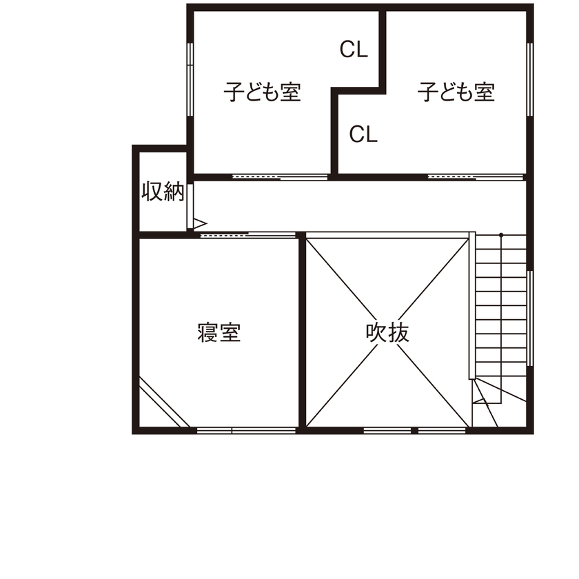 アーキホームライフ 【2世帯/3階建て/2000万円台】「開放感」がテーマ。吹き抜けやガラスのハイドア、インナーバルコニーが魅力の間取り図（5K以上）3階