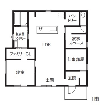リバーフットホールディング 自由設計で希望を叶えた平屋　デザインにもこだわり個性的にの間取り図（2LDK）1階