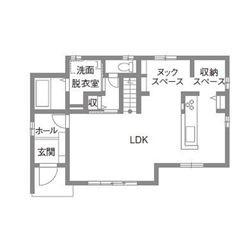 横尾材木店 【1800万円台】趣味スペース／たっぷり収納／広々バルコニー／アフターサポート充実の間取り図（3LDK）1階