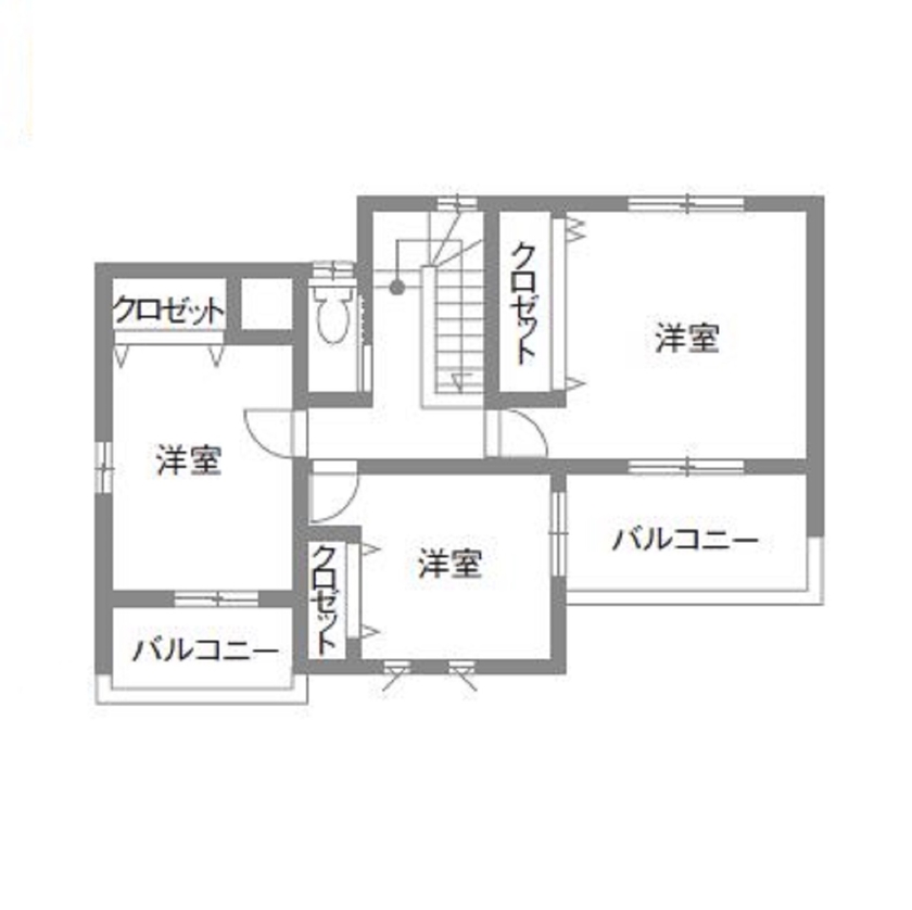 横尾材木店 【1800万円台】趣味スペース／たっぷり収納／広々バルコニー／アフターサポート充実の間取り図（3LDK）2階
