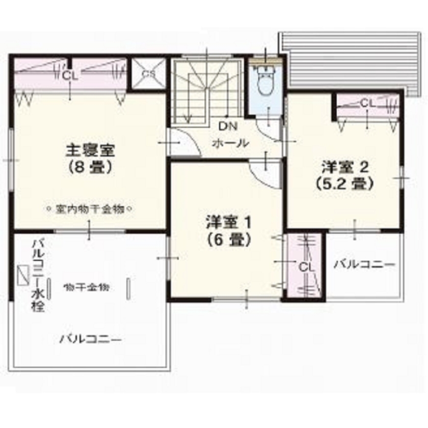 横尾材木店 【1900万円台】「おうちでちょこっとアウトドア」BBQやミニキャンプ家族の時間を楽しむ／4.5帖テラスデッキの間取り図（4LDK）2階