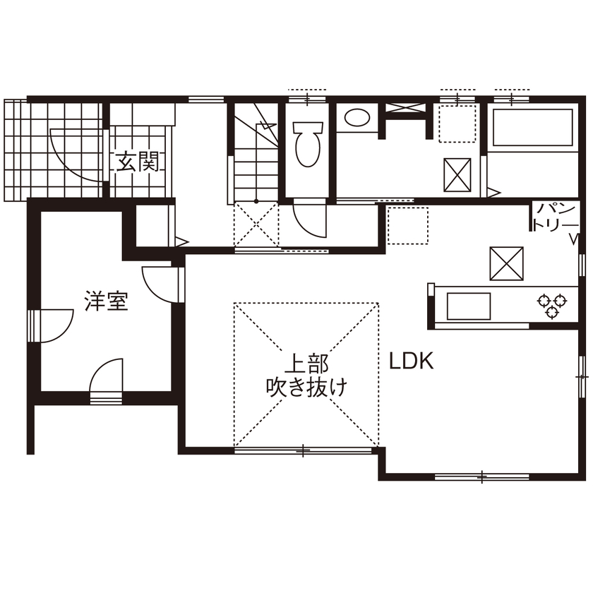 横尾材木店 【1800万円台】見学した建売住宅の間取りがよく、担当営業の対応力も決め手。家でいつでもピアノを弾ける！の間取り図（4LDK）1階