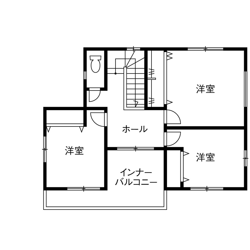 横尾材木店 【1800万円台】温水式床暖房／ペットに優しい床／ナチュラルで心地よいLDKと広々ランドリールームのある家の間取り図（4LDK）2階