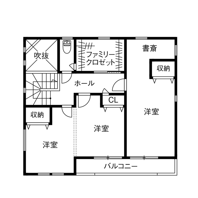 住宅情報館 【1500万～1999万円／デッキ／収納充実／間取図有】夢だった対面キッチンや、BBQできる庭を叶えた住まいの間取り図（3LDK+WIC）2階