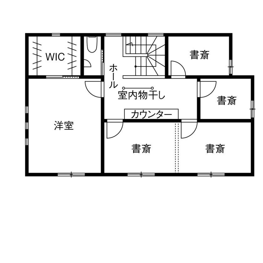 住宅情報館 【2000万円台／ランドリールーム／収納充実／間取図】家族の時間はもちろん、一人の時間も大切にする住まいの間取り図（2LDK+書斎×2部屋）2階
