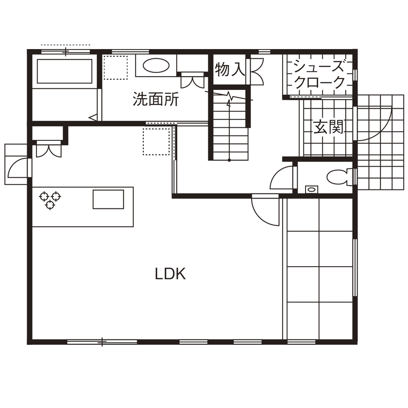 ニッケンホーム 【ZEH】手が届きやすい価格で叶えた住みやすい間取り×性能。4人家族のオシャレなマイホーム実例の間取り図（3LDK）1階