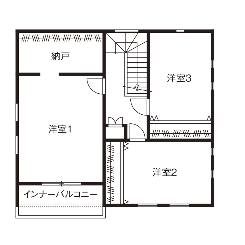 ニッケンホーム 【ZEH】手が届きやすい価格で叶えた住みやすい間取り×性能。4人家族のオシャレなマイホーム実例の間取り図（3LDK）2階