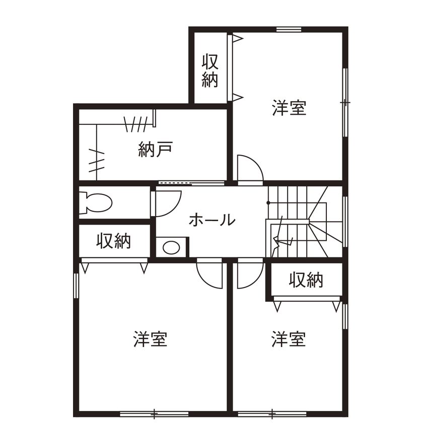 ニッケンホーム 【犬山市/HEAT20 G2/間取り図】デザインも動線もシンプルに。リビング階段でも快適な高性能ZEHの間取り図（3LDK）2階