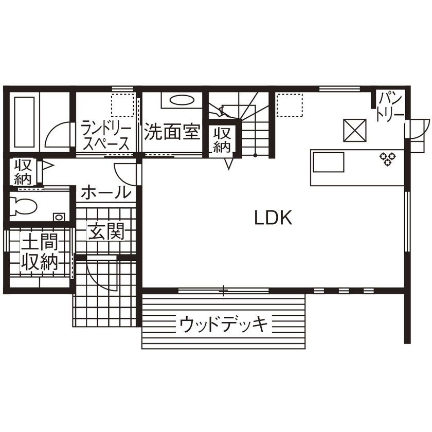 ニッケンホーム 【一宮市/2000万円台/間取り図】野球好き家族が叶えた理想の暮らし。椰子が似合う緑ガルバ×木目のZEH住宅の間取り図（3LDK＋書斎）1階