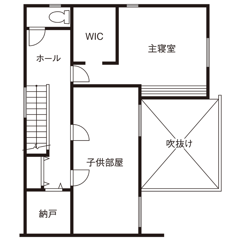 アニバーサリーホーム 【知多/2000万円台/間取り図有/中庭】中庭から取り入れる光と風。家族のプライバシーを守る窓のない家の間取り図（2LDK）2階
