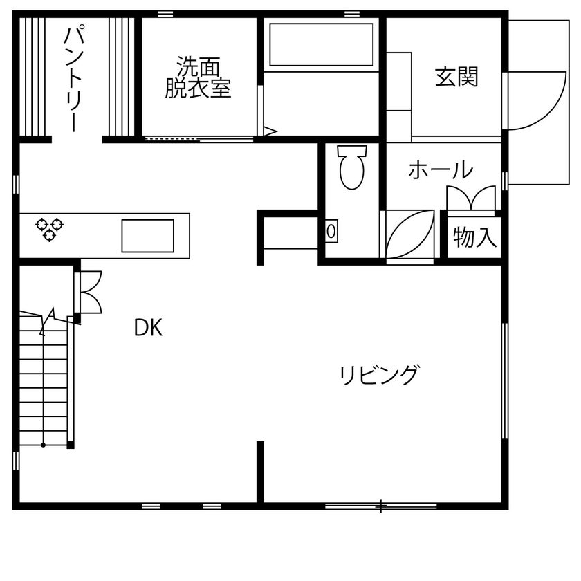 アニバーサリーホーム 【半田/間取図/ローコスト住宅/30坪/狭小】コンパクトでヴィンテージ感のあるおしゃれな1000万円台で実現の間取り図（3LDK）１階