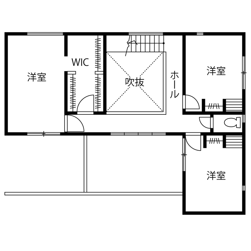 アニバーサリーホーム 【大府/間取り図/1000万円台】コストも抑えた３人で暮らす中庭のあるおしゃれな2階建て実例の間取り図（4LDK）2階