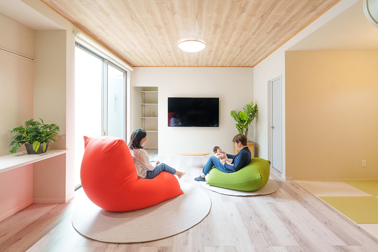 アニバーサリーホーム 【名古屋市／平屋／家事動線／間取図】中庭でのびのび過ごせる。家事ラク動線も自慢の平屋の建築実例画像3