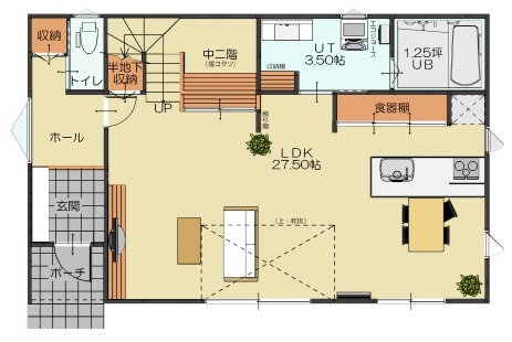 プエルダホーム 【札幌市/夫婦2人/屋上/3LDK間取図】都市でも光と開放感を独占。想いをカタチにする親身な対応力が決め手の間取り図（3LDK）１階