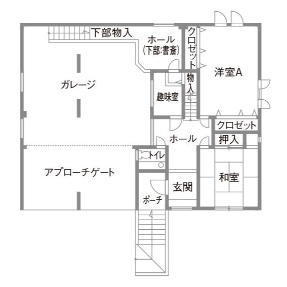 プエルダホーム 【2人暮らし/札幌市】ビルトインガレージ、リビングテラス、絶景。大人の遊びをすべてかなえた家の間取り図（3LDK）1階