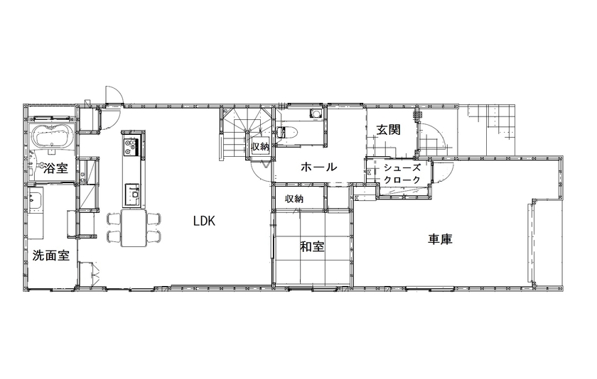 プエルダホーム 【屋上/ビルトインガレージ/ホームシアター】モデルハウスの体感が決め手「どこにもない開放感でした」の間取り図（4LDK）1階