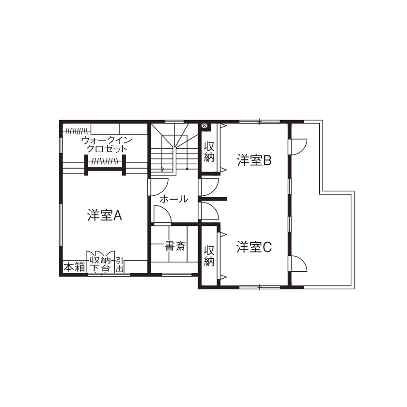 プエルダホーム 【千歳市/4LDK/和室】日々を特別にくつろげる場所へ、和で叶えた「想像以上の居心地」の和モダンの住まいの間取り図（4LDK）２階