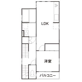 秀建（シュウケン） 【京都府/2000万円台/狭小/3階建て/敷地約18坪】京都府の狭小地で建つ店舗併用二世帯住宅の実例の間取り図（4LDK）2階