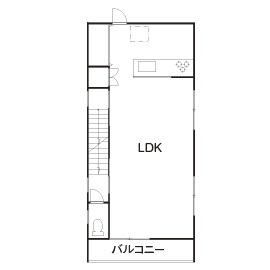 秀建（シュウケン） 【京都府/1000万円台/狭小/3階建て/敷地約26坪】京都府の狭小地に建つロフトを備えた3階建て二世帯住宅の間取り図（4LDK）2階