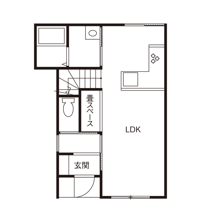 秀建（シュウケン） 【京都府/1000万円台前半】コンパクトでもゆとりを持って。約23坪の土地に建つ2階建てナチュラルハウスの間取り図（3LDK）1階