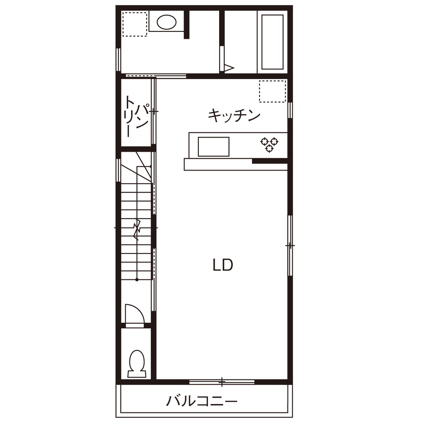 秀建（シュウケン） 【京都府/1000万円台/3階建て/敷地約21坪】快適動線＆多収納、広い2階LDKが魅力。耐震等級3の長期優良住宅の間取り図（4LDK）2階
