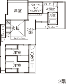 ジューテックホーム 【4000万円台/40坪台/間取り図】洗練されたデザインと心地よい開放感で光と風を楽しむ家の間取り図（4LDK）2階