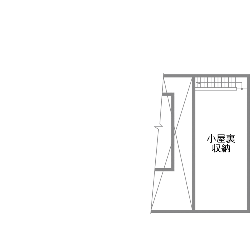 ジューテックホーム 【神奈川県/平屋/間取り図】北欧家具からイメージした中庭のある家。木やタイルの素材にくつろぐ大人の空間の間取り図（3LDK）小屋裏
