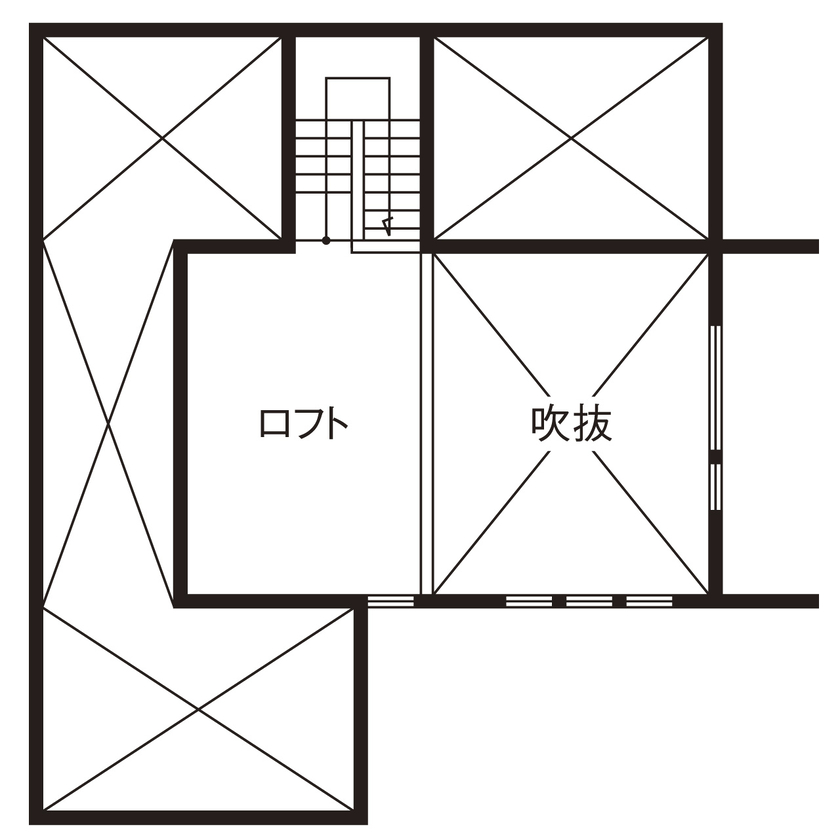 ジューテックホーム 【4000万円台/モダンデザイン/自然素材/間取り図】大きな窓のある吹抜で、美術館のような“光の美しい家”の間取り図（3LDK＋アトリエ）ロフト