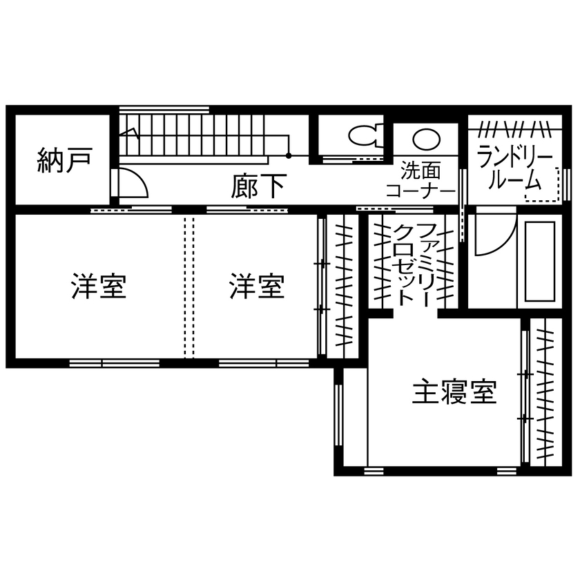 ジューテックホーム 【3000万円台/収納充実/家事動線/間取図】実家で体感した住宅性能に信頼。シンプルな空間で心地よく暮らすの間取り図（2LDK）2階