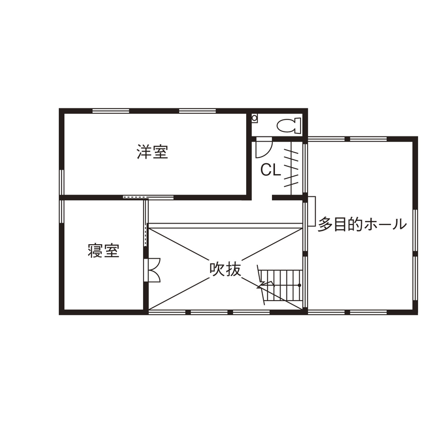 建築工房 和 -nagomi- 【奈良県奈良市/3100万円台】暮らしをより豊かにする工夫を詰め込んだ、十津川村の木を使ったオープンな家の間取り図（２LDK）2階