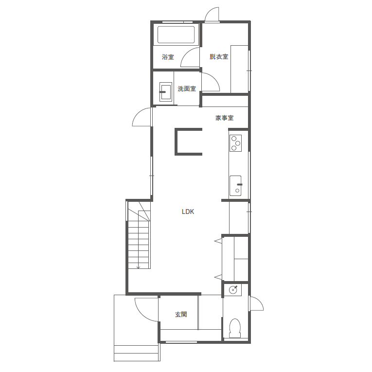 DETAIL HOME（ディテールホーム） 【2500万円】素材の表情を愉しむコンパクトなスクエア型の住まいの間取り図null1階