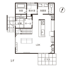 DETAIL HOME（ディテールホーム） 【2068万円】猫と楽しむホテルライクなコンパクトハウスの間取り図（2LDK）1階