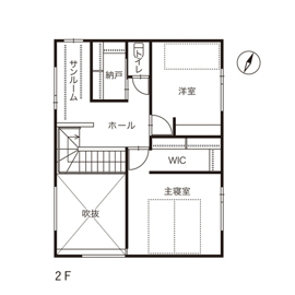 DETAIL HOME（ディテールホーム） 【2068万円】猫と楽しむホテルライクなコンパクトハウスの間取り図（2LDK）2階