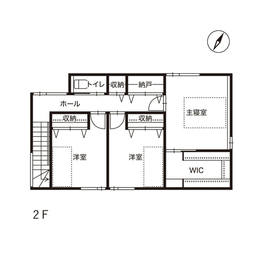 DETAIL HOME（ディテールホーム） こもれるヌックと開放的な勾配天井リビングの住まいの間取り図（3LDK）2階